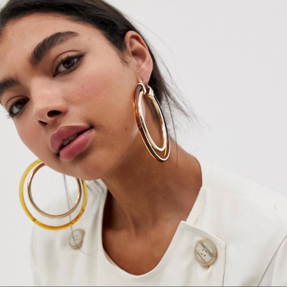 ASOS Split Hoop Earring in Gold/Tortoiseshell